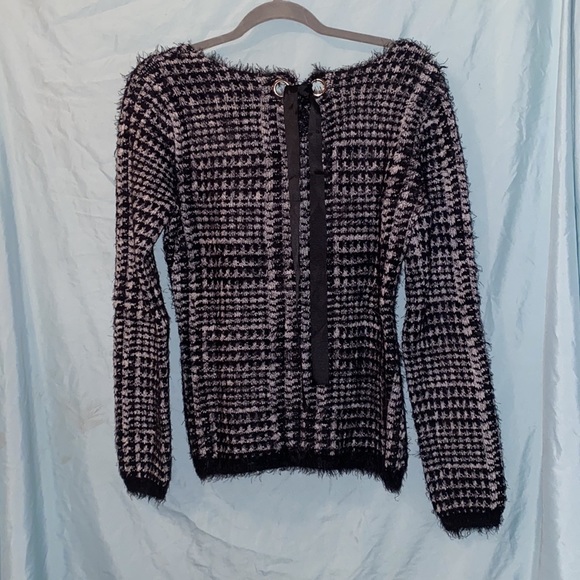Size M fuzzy plaid sweater. - Picture 2 of 3